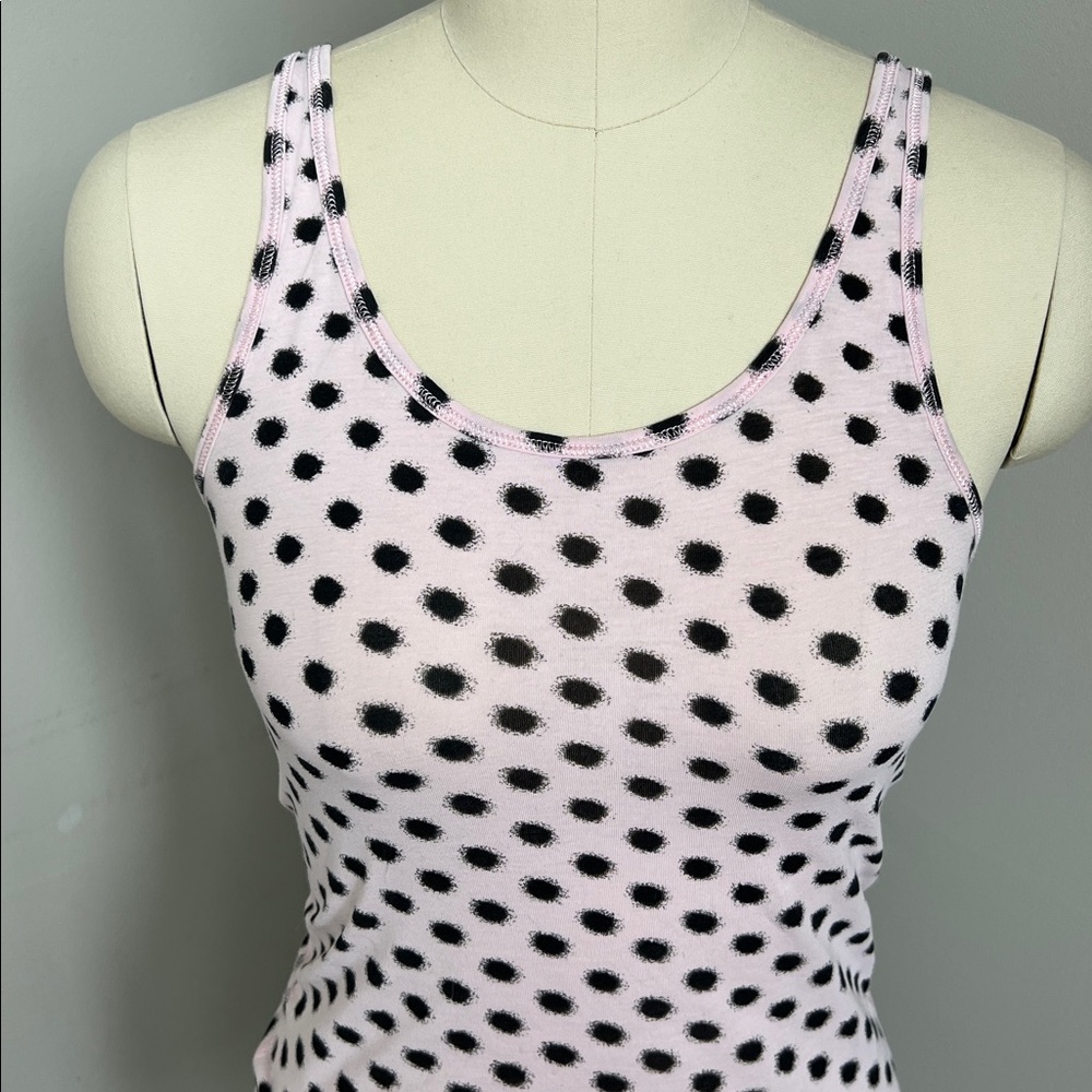 Lululemon Polka Dot Tank Top soft Pink and Black cotton blend XS 4 - Picture 2 of 5
